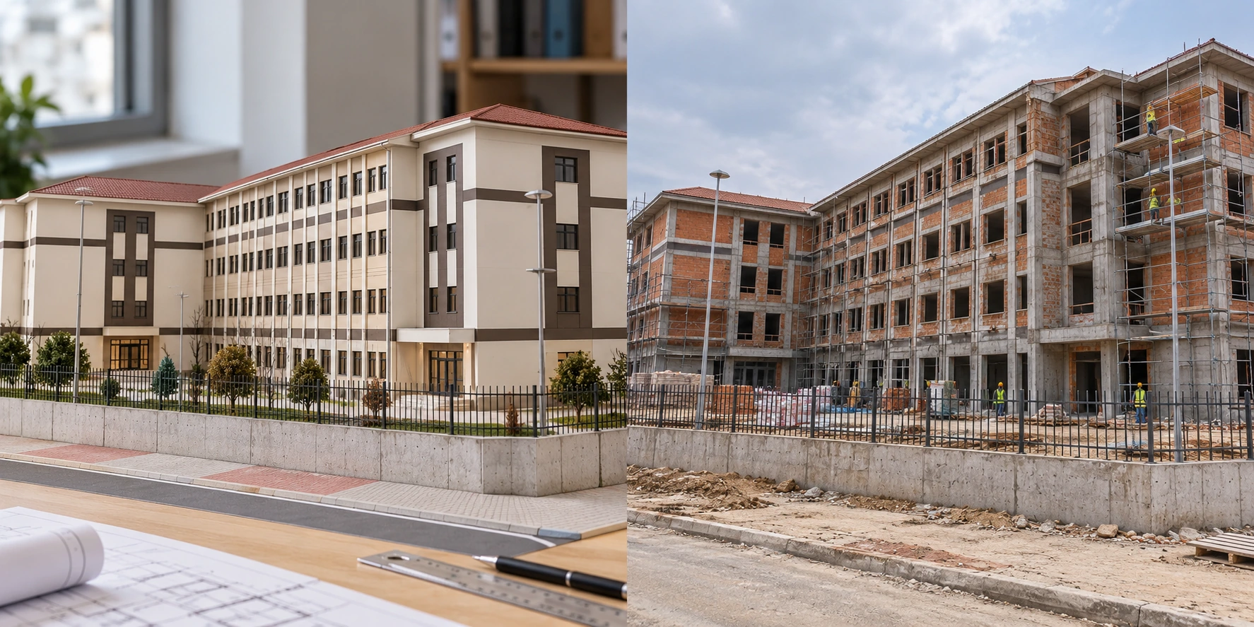 Başakşehir Eğitim Yapıları — İnşa Süreci. Temsili inşaat aşaması · Yapay zekâ ile oluşturuldu